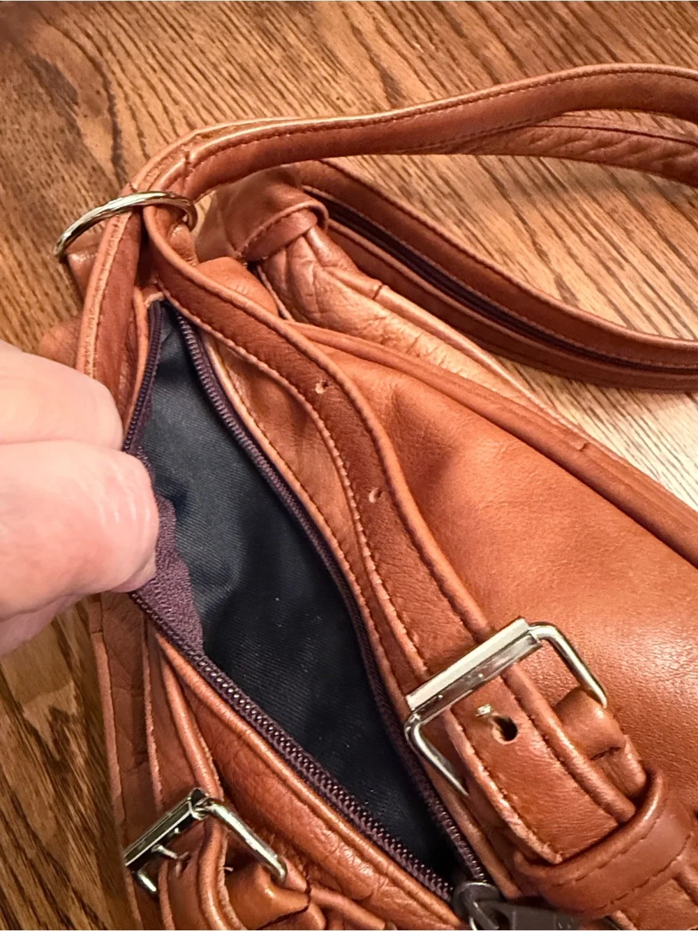 Gold Duck Soft Leather Convertible Backpack Crossbody Sling Bag Cognac Brown